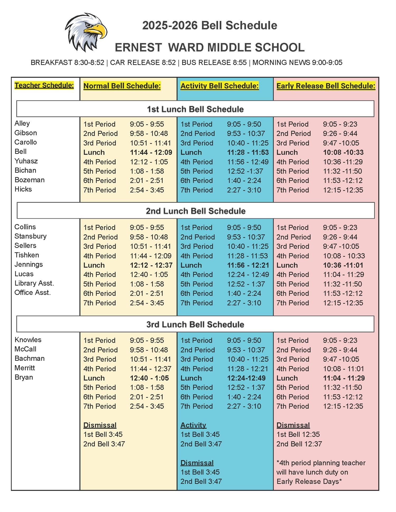 EWMS Bell Schedule